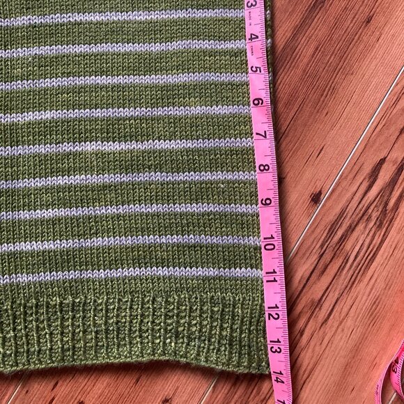 Tee Green & Grey Stripes Hand knit Small - Picture 10 of 10